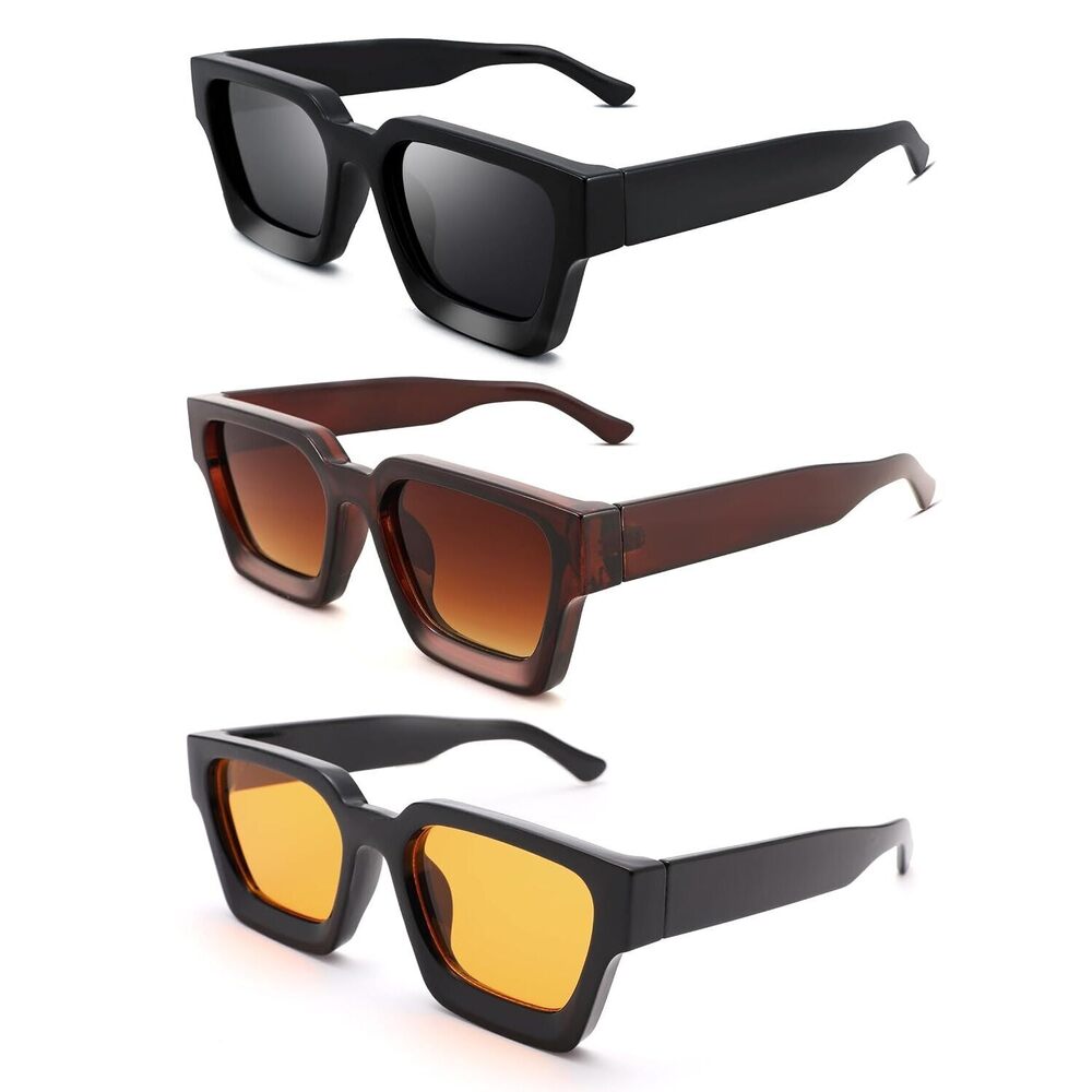 Square Sunglasses for Men Women,Thick Frame Sun Glasses Simple Designer